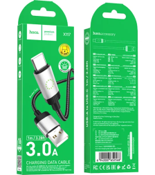 Usb Кабель-зарядка Type-C Hoco X117 3A 1м силиконовый черный