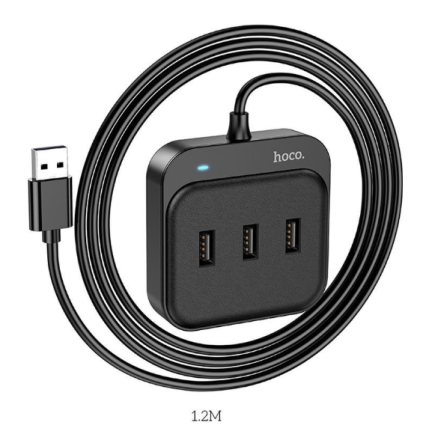  USB-хаб Hoco HB31 1xUSB 3.0 + 3xUSB 2.0 1.2м черный