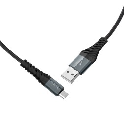 Usb Кабель-зарядка Micro Hoco X38 Cool 2.4A 1м в тканевой оплётке чёрный