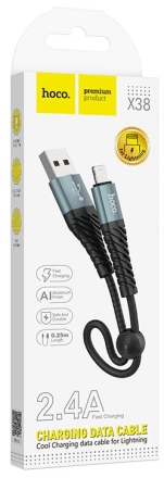  Usb Кабель-зарядка Lightning Hoco X38 25cм чёрный