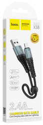 Usb Кабель-зарядка Lightning Hoco X38 25cм чёрный