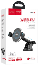 Держатель в автомобиль с беспроводной зарядкой на торпеду Hoco S12 черный