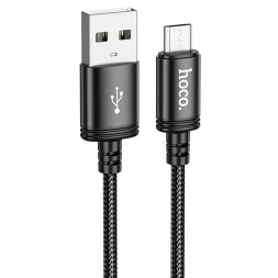 Usb Кабель-зарядка Micro Hoco X89 1м 2.4A в тканевой оплетке черный