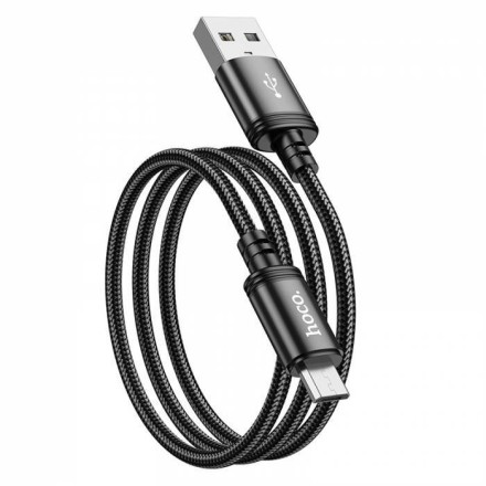  Usb Кабель-зарядка Micro Hoco X89 1м 2.4A в тканевой оплетке черный