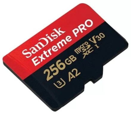  micro SDXC карта памяти SanDisk 256GB Cl10 Extreme Pro A2 V30 UHS-I U3 (200 Mb/s) + SD адаптер