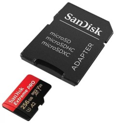 micro SDXC карта памяти SanDisk 256GB Cl10 Extreme Pro A2 V30 UHS-I U3 (200 Mb/s) + SD адаптер