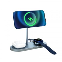 Беспроводное зарядное устройство WIWU 3in1 для Phone+Watch+Pods X23 тёмно-серый