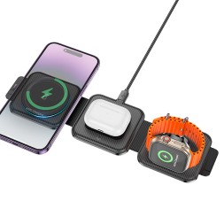 Беспроводное зарядное устройство 3in1 смартфон/Watch/AirPods Hoco CQ4 15W черное