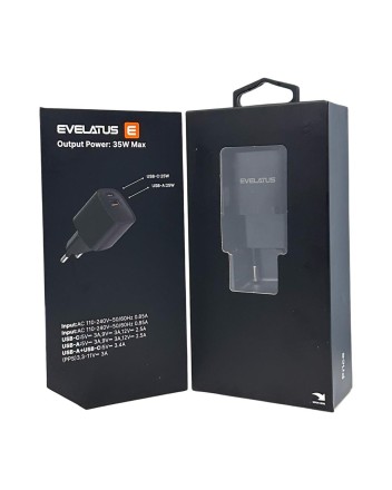  Сетевое зар. устр. Evelatus 135 1USB/1C 22.5W/35W чёрный