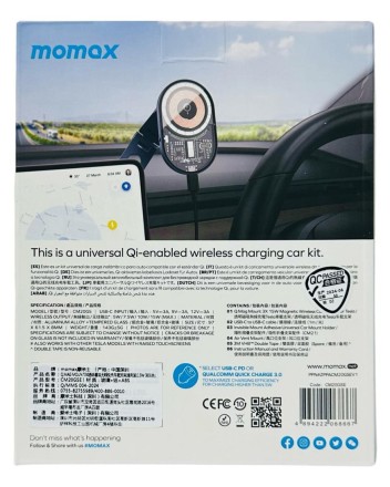  Держатель магнитный c Magsafe Momax Q.Mag Mount 3X 15W для Tesla серый