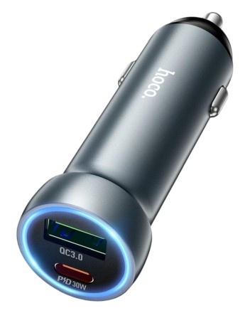  Автомобильное заряд. устр. Hoco Z54A 1USB/1C 18W/30W серый