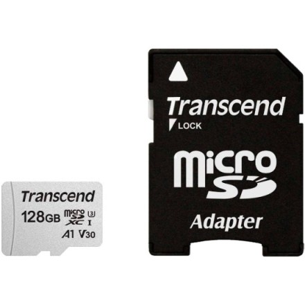 micro SDHC карта памяти Transcend 300S 128GB Class 10 UHS-I 100MB/s с адаптером