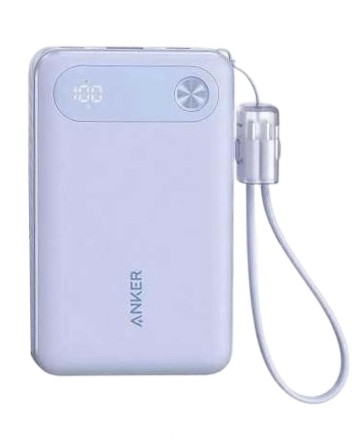  Powerbank Anker (A1257) 10000mAh 22.5W/20W 1USB/2C с проводом Type-C фиолетовый