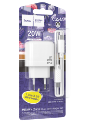 Сетевое зар. устр. Hoco CS54A с шнуром Type-C на Type-C 1USB/1C 30W белое