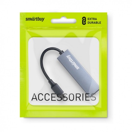  USB-C хаб Smartbuy 460С 2 USB3.0 (SBHA-460С-G) серый