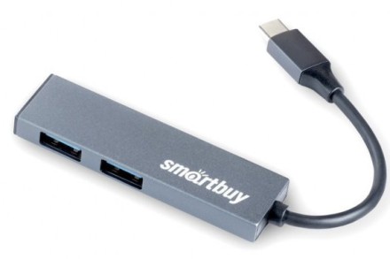  USB-C хаб Smartbuy 460С 2 USB3.0 (SBHA-460С-G) серый