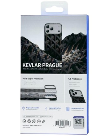  Накладка для i-Phone 17 Pro Max Keephone Kevlar Prague MagSnap серо-коричневый