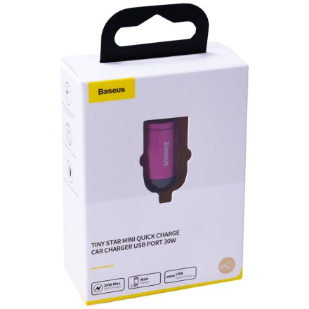  Автомобильное заряд. устр. Baseus Tiny Star Mini 1USB 30W VCHX-A04 малиновое
