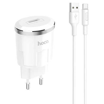  Сетевое зар. устр. Hoco C37A 1USB Type-C белое