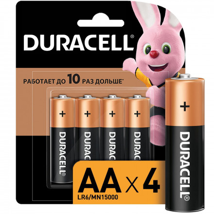 Батарейка алкалиновая Duracell Basic AA/LR6/BL4