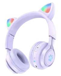 Стереонаушники полноразмерные Hoco W39 детские c ушками фиолетовые