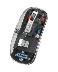 Мышь беспроводная компьютерная BOMIDI GM1 (скелетон) черная