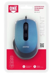 Мышь проводная беззвучная Smartbuy ONE 265 USB/DPI 800-1200-1600-2400/4 кнопки/1.5м синяя (SBM-265-B