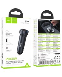 Автомобильное заряд. устр. Hoco Z54B 2C 60W серый