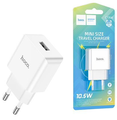  Сетевое зар. устр. Hoco C106A 1USB 10.5W белое