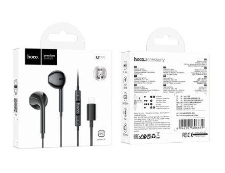  Стереонаушники Hoco M111 с микрофоном Lightning черные