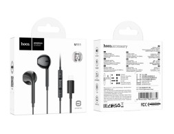 Стереонаушники Hoco M111 с микрофоном Lightning черные