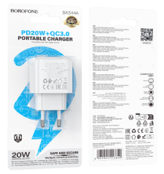 Сетевое зар. устр. Borofone BAS44A 1USB/1C 20W QC3.0 белое