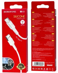 Usb Кабель-зарядка Type-C Borofone BX30 Silicone 3A 1м силиконовый белый