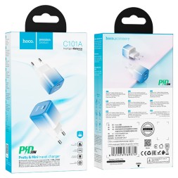 Сетевое зар. устр. Hoco C101A 1С PD3.0/QC3.0 20W ледяной синий