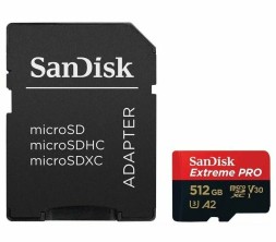 micro SDXC карта памяти SanDisk 512GB Cl10 Extreme Pro A2 V30 UHS-I U3 (200 Mb/s) + SD адаптер