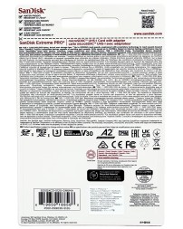 micro SDXC карта памяти SanDisk 512GB Cl10 Extreme Pro A2 V30 UHS-I U3 (200 Mb/s) + SD адаптер