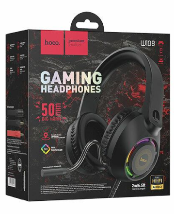  Стереонаушники полноразмерные Hoco W108 Sue Gaming с микрофоном черные