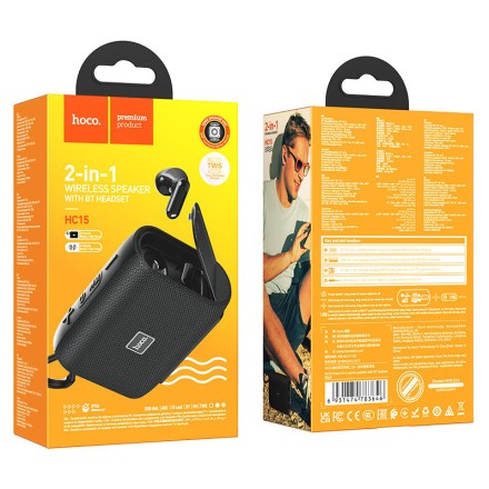  Bluetooth колонка Hoco HC15 Poise 2-in-1 sports speaker with BT headset черная