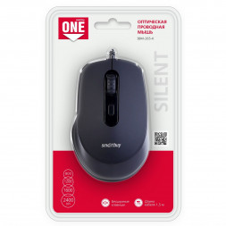Мышь проводная беззвучная Smartbuy ONE 265 USB/DPI 800-1200-1600-2400/4 кнопки/1.5м черная