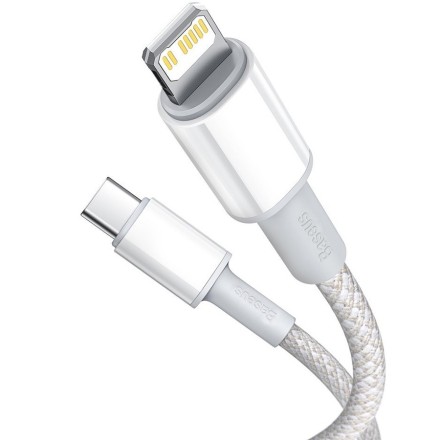  Кабель-зарядка Type-C на Lightning Baseus High Density Braided 1м (CATLGD-02) 20W белый