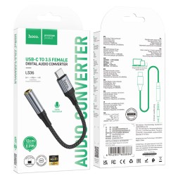 Переходник Hoco LS36 Type-C на AUX3.5 12см черный