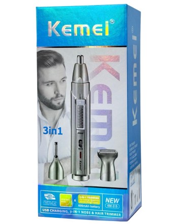  Электрический триммер для носа Kemei KM-315 серебристый