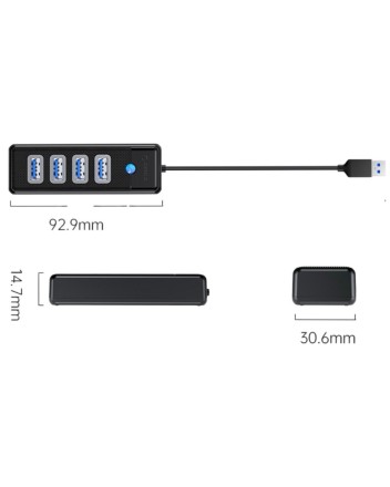  USB хаб Orico PW4U-U3 USB3.0x4 черный