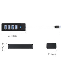 USB хаб Orico PW4U-U3 USB3.0x4 черный