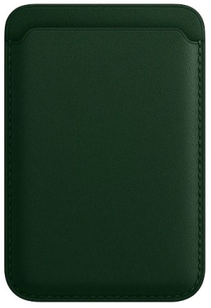  Кожаный чехол-бумажник для карт и визиток MagSafe Leather Wallet для Apple i-Phone темно-зелёный