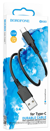  Usb Кабель-зарядка Type-C Borofone BX80 3A 1м черный