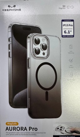  Накладка для i-Phone 15 Pro Keephone Aurora Pro Magsafe черный