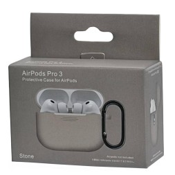 Силиконовый чехол для AirPods Pro 3 c карабином бежевый(Камень)