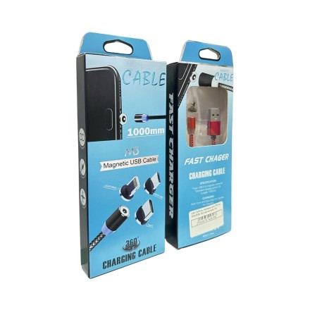  Usb Кабель-зарядка магнитный Lightning M3 2A 1м в тканевой оплетке красный