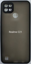Накладка для Realme C21 силикон матовая бока цветные черные